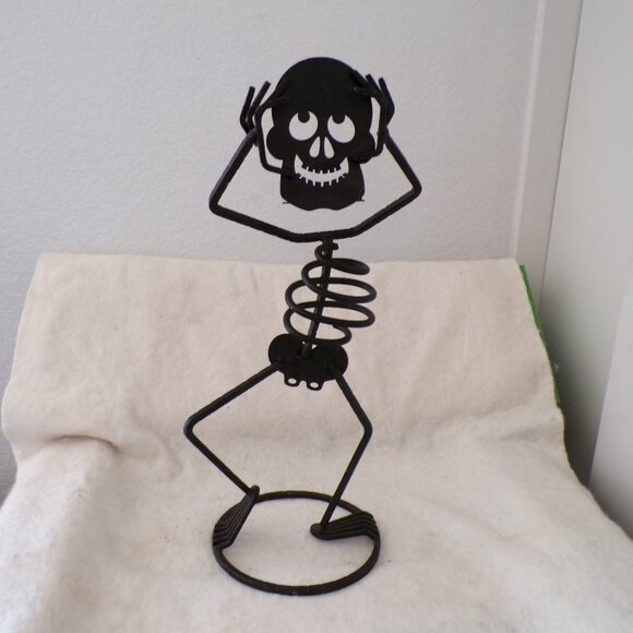 Partylite Metal Votive Candle Holder Mr. Bones Dancing Skeleton Halloween 15” - Picture 1 of 10